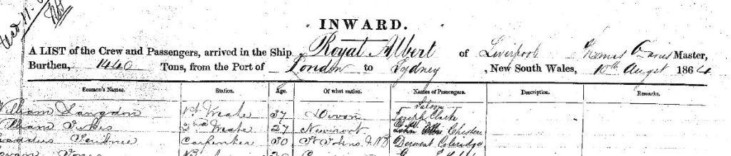 State Records Authority of New South Wales: Shipping Master's Office; Passengers Arriving 1855 - 1922.